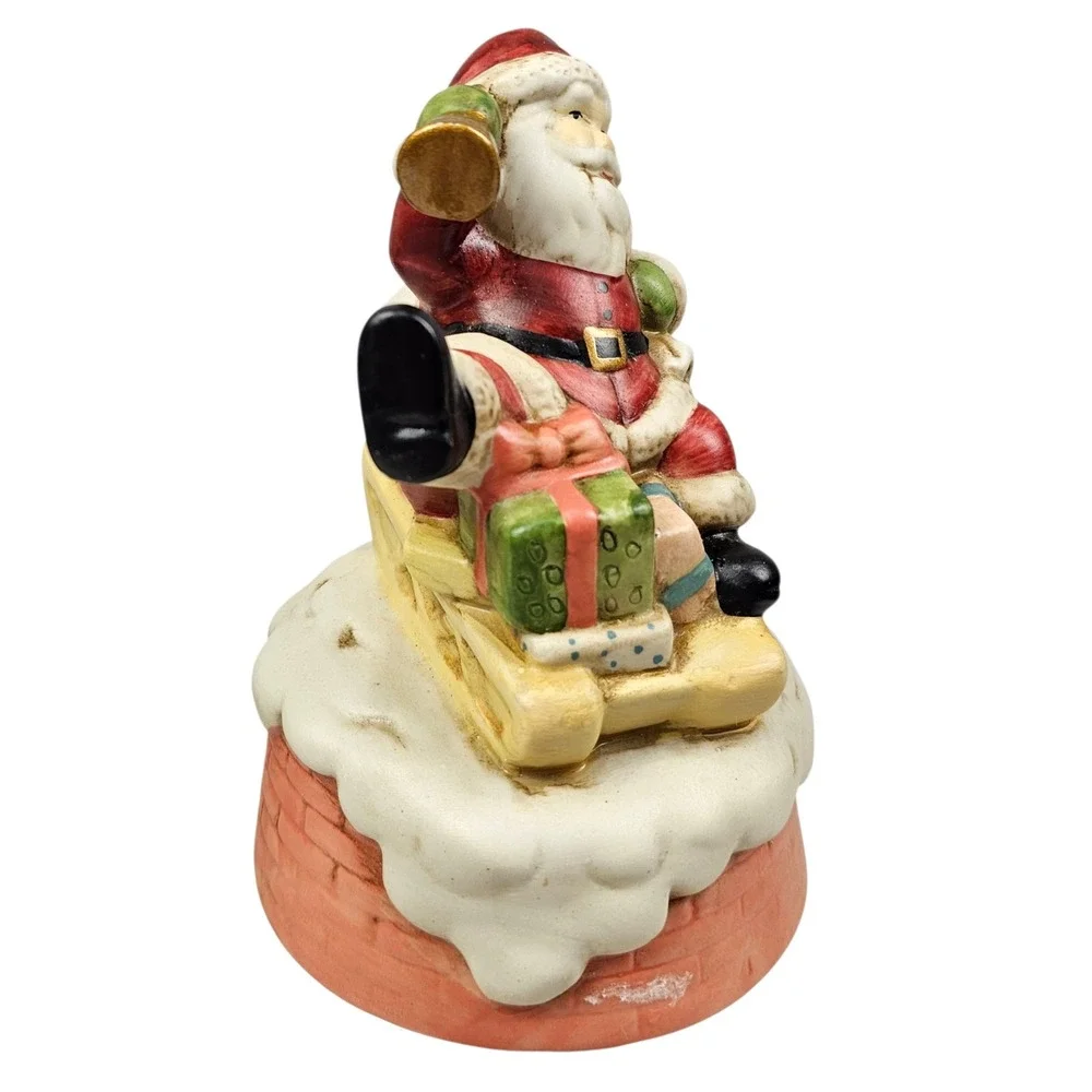 Flambro‎ Porcelain Antique Santa Musical Figurine Santa Claus Is Coming To Town